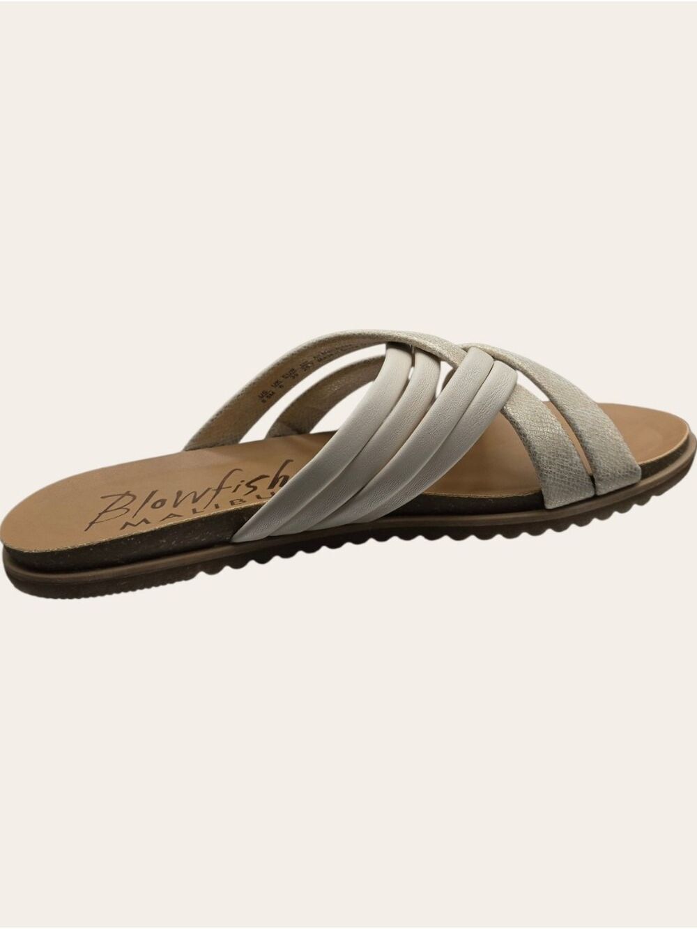 Blowfish Bone Shimmer Slide Sandals 8.5 Coastal Quiet Luxury NWOT
